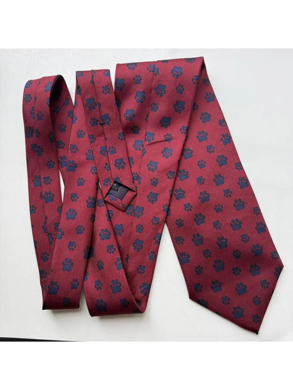 VAC Veterinary Apparel Company Paw Print Tie Red Blue Dog Vet Novelty Necktie